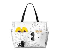 ZSUUGJ Dandelion Blowing In The Wind - Bolsa de playa extragrande con bolsillos con cremallera, impermeable, a prueba de arena, para piscina, picnic, gimnasio y viajes