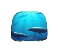 ZSUUGJ Dolphin - Funda para reposacabezas de coche con escena subacuática, 1 pieza, funda elástica suave, protege el reposacabezas del polvo, fácil ajuste para la mayoría de los coches