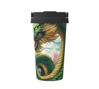 ZSUUGJ Dragon Carry - Taza de café aislada con anillo de transporte retráctil, tapa a prueba de fugas de una sola presión, taza térmica de viaje de acero inoxidable 304
