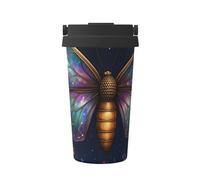 ZSUUGJ Dragonfly Moonlit Garden - Taza de viaje portátil de acero inoxidable - Vaso aislado para bebidas frías y calientes con tapa a prueba de fugas, taza de café apta para viajeros para oficina