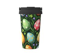 ZSUUGJ Easter Joy - Taza de viaje portátil de acero inoxidable - Vaso aislado para bebidas frías y calientes con tapa a prueba de fugas, taza de café apta para viajes al aire libre para oficina, coche