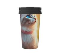 ZSUUGJ Feline Floral Harmony Carry - Taza de café aislada con anillo de transporte retráctil, tapa a prueba de fugas de una sola presión, taza térmica de viaje de acero inoxidable 304