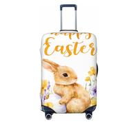 ZSUUGJ Flowers Happy Easter - Protector elástico para equipaje, resistente al polvo y a los arañazos, se adapta a maletas de 18 a 32 pulgadas, Black, L