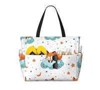 ZSUUGJ Fox Cub - Bolsa de playa extragrande con bolsillos con cremallera, impermeable, a prueba de arena, para piscina, picnic, gimnasio y viajes