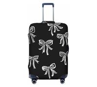 ZSUUGJ Fundas de equipaje de viaje con lazos blancos y negros para maleta, protector de maleta elástica, antiarañazos, fundas de equipaje de elastano para equipaje de 18 a 32 pulgadas, Negro -, L