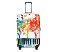 ZSUUGJ Fundas de equipaje de viaje con notas musicales y piano para maleta, protector de maleta elástica, antiarañazos, fundas de equipaje de elastano para equipaje de 18 a 32 pulgadas, Negro -, L