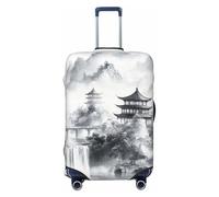 Zsuugj Fundas de equipaje de viaje con pintura de tinta china tradicional para maleta, protector de maleta elástica, antiarañazos, elastano, fundas de equipaje para equipaje de 18 a 32 pulgadas, Negro