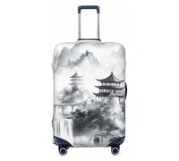 Zsuugj Fundas de equipaje de viaje con pintura de tinta china tradicional para maleta, protector de maleta elástica, antiarañazos, elastano, fundas de equipaje para equipaje de 18 a 32 pulgadas, Negro