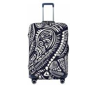 ZSUUGJ Fundas de equipaje de viaje tribales maoríes polinesias azules para maleta, protector de maleta elástica, antiarañazos, fundas de equipaje de elastano para equipaje de 18 a 32 pulgadas, Negro