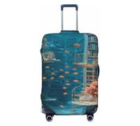 ZSUUGJ Funny Ocean Library - Protector elástico para equipaje, a prueba de polvo y resistente a los arañazos, se adapta a maletas de 18 a 32 pulgadas, Black, XL