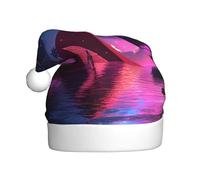 ZSUUGJ Gorra de Papá Noel de felpa con diseño de estrella fugaz de palmera para adultos, sombrero de vacaciones suave con ribete blanco y pompón, accesorio festivo reutilizable para el hogar, la