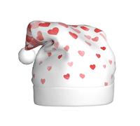 ZSUUGJ Gorro de Papá Noel de felpa con corazón rojo para adultos, sombrero de vacaciones suave con ribete blanco y pompón, accesorio festivo reutilizable para el hogar, la oficina y la fiesta