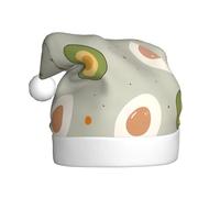 ZSUUGJ Gorro de Papá Noel de felpa con huevo y aguacate para adultos, sombrero de vacaciones suave con ribete blanco y pompón, accesorio festivo reutilizable para el hogar, la oficina y la fiesta