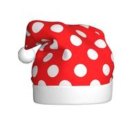 ZSUUGJ Gorro de Papá Noel de felpa con lunares rojos para adultos, sombrero de vacaciones suave con ribete blanco y pompón, accesorio festivo reutilizable para el hogar, la oficina y la fiesta