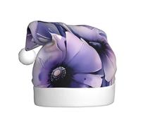 ZSUUGJ Gorro de Papá Noel de felpa de amapola púrpura para adultos, sombrero de vacaciones suave con ribete blanco y pompón, accesorio festivo reutilizable para el hogar, la oficina y la fiesta