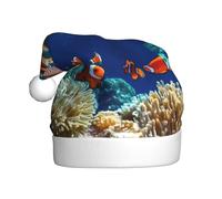 ZSUUGJ Gorro de Papá Noel de felpa de tortugas marinas para adultos, sombrero de vacaciones suave con ribete blanco y pompón, accesorio festivo reutilizable para el hogar, la oficina y la fiesta