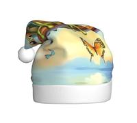 ZSUUGJ Gorro de Papá Noel de felpa para adultos, sombrero de vacaciones suave con ribete blanco y pompón, accesorio festivo reutilizable para el hogar, oficina y fiesta