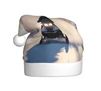 ZSUUGJ Gorro de Papá Noel de felpa para motos de nieve para adultos, sombrero de vacaciones suave con ribete blanco y pompón, accesorio festivo reutilizable para el hogar, la oficina y la fiesta
