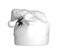 ZSUUGJ Gorro de Papá Noel de peluche con diseño de diente de león que sopla en el viento para adultos, sombrero de vacaciones suave con ribete blanco y pompón, accesorio festivo reutilizable para el