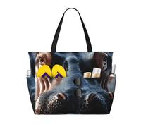 ZSUUGJ Hippo Wild - Bolsa de playa extragrande con bolsillos con cremallera, impermeable, a prueba de arena, para piscina, picnic, gimnasio y viajes