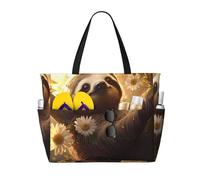 ZSUUGJ Hug Tree Sloth - Bolsa de playa extragrande con bolsillos con cremallera, impermeable, a prueba de arena, para piscina, picnic, gimnasio y viajes