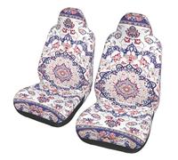 ZSUUGJ Juego de 2 fundas de asiento de coche con diseño de flores de mandala y cachemira, fáciles de instalar y limpiar, protegen contra la suciedad, el desgaste y las manchas para coche, SUV o camión