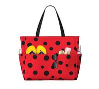 ZSUUGJ Ladybug - Bolsa de playa extragrande con bolsillos con cremallera, impermeable, a prueba de arena, para piscina, picnic, gimnasio y viajes
