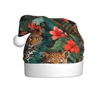 ZSUUGJ Leopards In The Jungle - Gorro de Papá Noel de felpa para adultos, sombrero de vacaciones suave con ribete blanco y pompón, accesorio festivo reutilizable para el hogar, la oficina y la fiesta