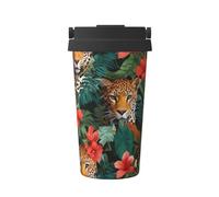 ZSUUGJ Leopards in The Jungle - Taza de viaje portátil de acero inoxidable - Vaso aislado para bebidas frías y calientes con tapa a prueba de fugas, taza de café apta para viajeros para oficina, coche