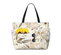 ZSUUGJ Lines Of Flowers - Bolsa de playa extragrande con bolsillos con cremallera, impermeable, a prueba de arena, para piscina, picnic, gimnasio y viajes