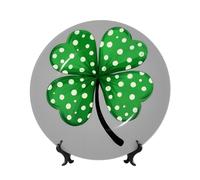 ZSUUGJ Lucky Clover Spot - Plato decorativo de porcelana con soporte y gancho, adorno de pared y mesa, ideal para sala de estar, estudio, 8 pulgadas/10 pulgadas