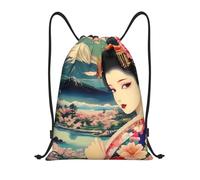 ZSUUGJ Mochila de gimnasio con diseño japonés de geisha japonesa, ligera, para viajes, fitness, yoga, playa, Negro, M