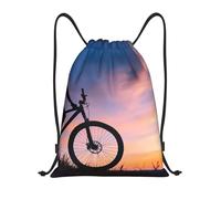 ZSUUGJ Mochila ligera con cordón para ciclismo de montaña, diseño de puesta de sol, para viajes, fitness, yoga, playa, Negro, S