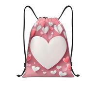 ZSUUGJ Mochila ligera con cordón y diseño en forma de corazón para viajes, fitness, yoga, playa, Negro, S