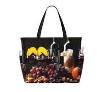 ZSUUGJ Modern Grapes Wine - Bolsa de playa extragrande con bolsillos con cremallera, impermeable, a prueba de arena, para piscina, picnic, gimnasio y viajes