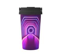 ZSUUGJ Neon Tunnel Vision Carry - Taza de café aislada con anillo de transporte retráctil, tapa a prueba de fugas de una sola presión, taza térmica de viaje de acero inoxidable 304