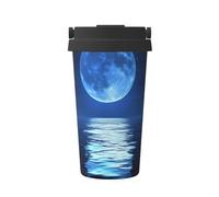 ZSUUGJ Night Sky Stars and Full Moon Carry - Taza de café aislada con anillo de transporte retráctil, tapa a prueba de fugas de una sola presión, taza térmica de viaje de acero inoxidable 304