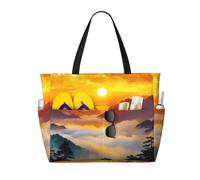 ZSUUGJ Pine Tree On Mountain Top - Bolsa de playa extragrande con bolsillos con cremallera, impermeable, a prueba de arena, para piscina, picnic, gimnasio y viajes