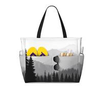 ZSUUGJ Pine Trees - Bolsa de playa extragrande con bolsillos con cremallera, impermeable, a prueba de arena, para piscina, picnic, gimnasio y viajes