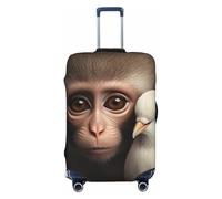 ZSUUGJ Protector de equipaje elástico con diseño de mono y pollo, resistente al polvo y a los arañazos, se adapta a maletas de 18 a 32 pulgadas, Black, M