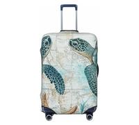 ZSUUGJ Protector de equipaje elástico con diseño de tortuga marina y estrella de mar, resistente al polvo y a los arañazos, se adapta a maletas de 18 a 32 pulgadas, Black, L