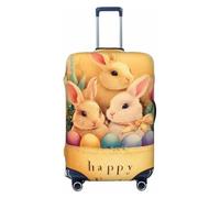 ZSUUGJ Protector de equipaje elástico retro Happy Easter a prueba de polvo y resistente a los arañazos, se adapta a maletas de 18 a 32 pulgadas, Black, L