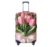 ZSUUGJ Protector elástico para equipaje, diseño de tulipanes para el Día de la Madre, resistente al polvo y a los arañazos, se adapta a maletas de 18 a 32 pulgadas, Black, M