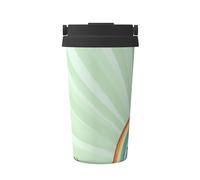 ZSUUGJ Rainbow Clover - Taza de café aislada con anillo de transporte retráctil, tapa a prueba de fugas de una sola presión, taza térmica de viaje de acero inoxidable 304
