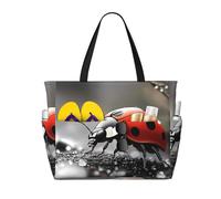 ZSUUGJ Red Ladybug - Bolsa de playa extragrande con bolsillos con cremallera, impermeable, a prueba de arena, para piscina, picnic, gimnasio y viajes