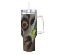 ZSUUGJ Ringtailed Lemur - Vaso aislado de 40 onzas con asa y tapa con pajilla, taza de viaje, taza de café, botella de agua reutilizable, ideal para coche, trabajo, regalo