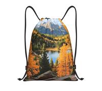 ZSUUGJ Rocky Mountain - Mochila ligera con cordón para viajes, fitness, yoga, playa, Negro, M