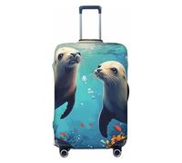 ZSUUGJ Sea Otters - Fundas de equipaje de viaje para maleta, elásticas, antiarañazos, de elastano, fundas de equipaje para equipaje de 18 a 32 pulgadas, Negro -, L