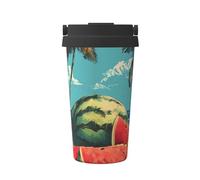 ZSUUGJ Summer Watermelon Carry - Taza de café aislada con anillo de transporte retráctil, tapa a prueba de fugas de una sola presión, taza térmica de viaje de acero inoxidable 304