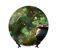 ZSUUGJ Sunshine Clover - Plato decorativo de porcelana china con soporte y gancho, adorno de pared y mesa, ideal para sala de estar, estudio, 8 pulgadas/10 pulgadas